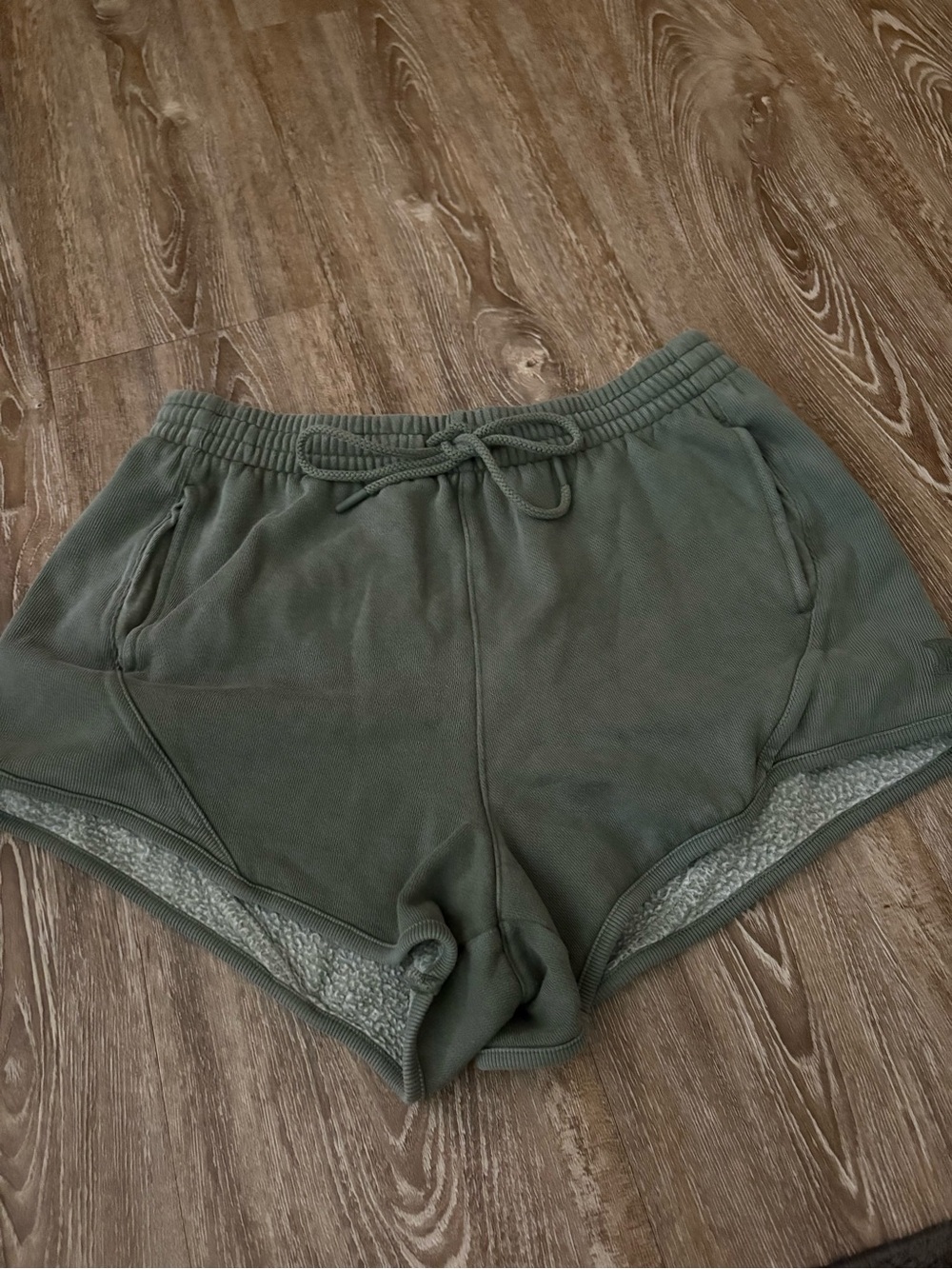 PINK Victoria's Secret Olive Green Sherpa-Lined Sweatshirt